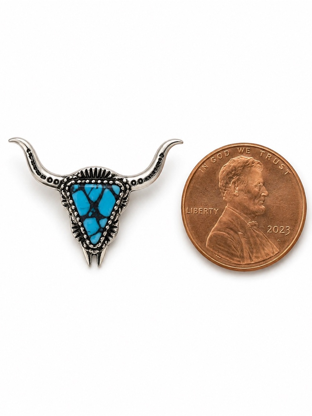 Myra Bag Turquoise Bull Skull Stud Earrings - Picture 7 of 8